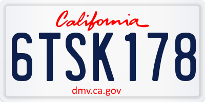 CA license plate 6TSK178