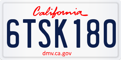 CA license plate 6TSK180