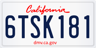 CA license plate 6TSK181