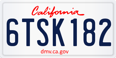 CA license plate 6TSK182