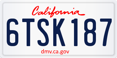 CA license plate 6TSK187