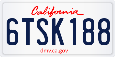 CA license plate 6TSK188