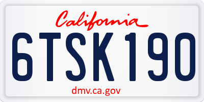 CA license plate 6TSK190