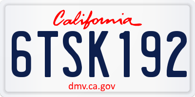 CA license plate 6TSK192