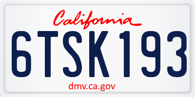 CA license plate 6TSK193