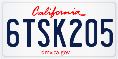CA license plate 6TSK205