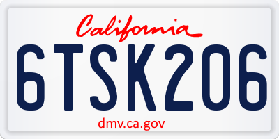 CA license plate 6TSK206