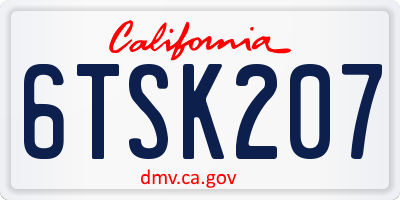 CA license plate 6TSK207
