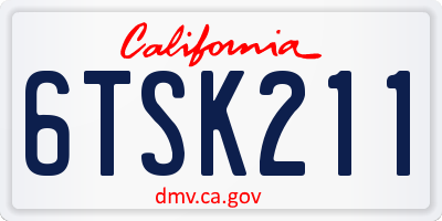 CA license plate 6TSK211