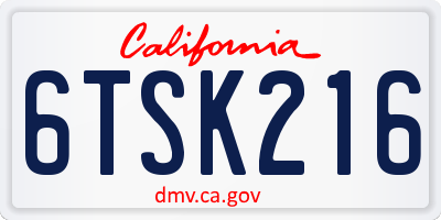 CA license plate 6TSK216