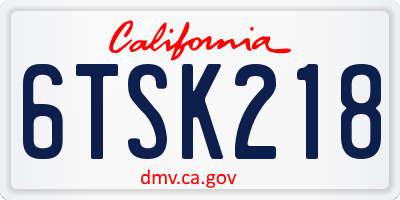 CA license plate 6TSK218