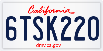 CA license plate 6TSK220