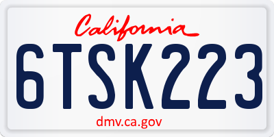 CA license plate 6TSK223