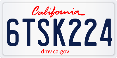 CA license plate 6TSK224