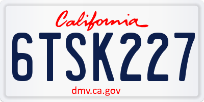 CA license plate 6TSK227