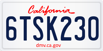 CA license plate 6TSK230