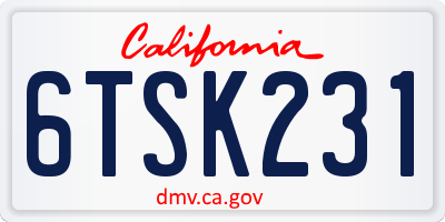 CA license plate 6TSK231