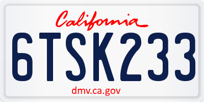 CA license plate 6TSK233