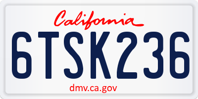 CA license plate 6TSK236