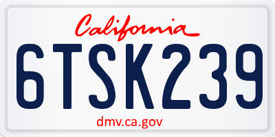 CA license plate 6TSK239