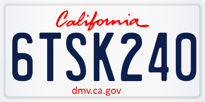 CA license plate 6TSK240