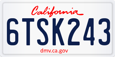 CA license plate 6TSK243