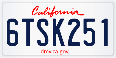 CA license plate 6TSK251