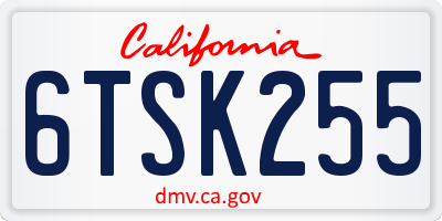 CA license plate 6TSK255