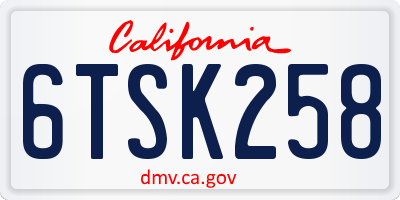 CA license plate 6TSK258