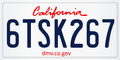 CA license plate 6TSK267