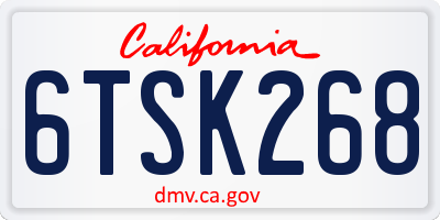 CA license plate 6TSK268
