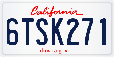 CA license plate 6TSK271