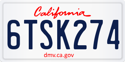 CA license plate 6TSK274