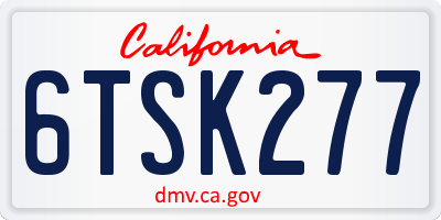 CA license plate 6TSK277