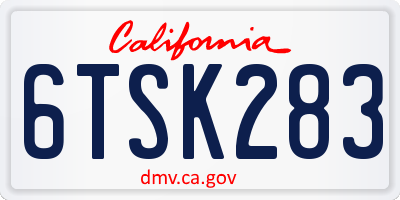 CA license plate 6TSK283