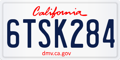 CA license plate 6TSK284
