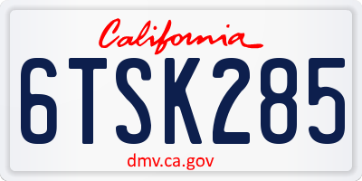 CA license plate 6TSK285
