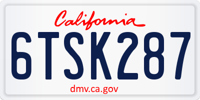CA license plate 6TSK287