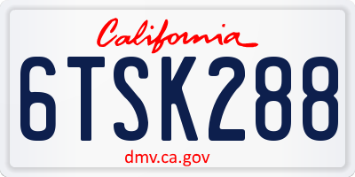CA license plate 6TSK288