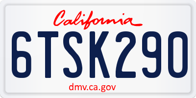 CA license plate 6TSK290