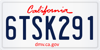 CA license plate 6TSK291