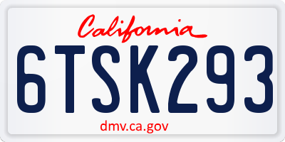 CA license plate 6TSK293