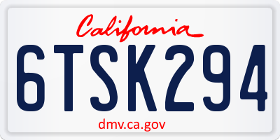 CA license plate 6TSK294
