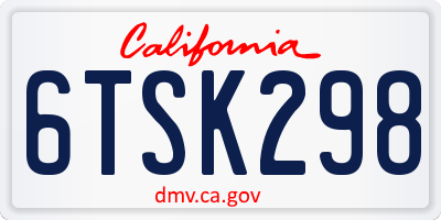 CA license plate 6TSK298