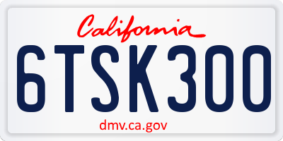 CA license plate 6TSK300