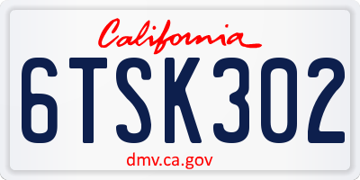 CA license plate 6TSK302