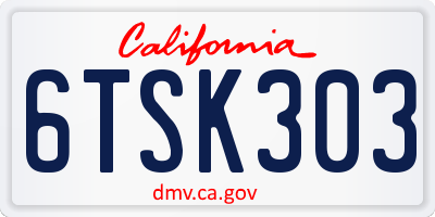 CA license plate 6TSK303
