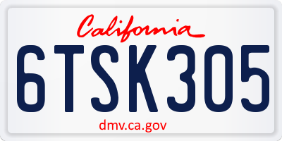 CA license plate 6TSK305
