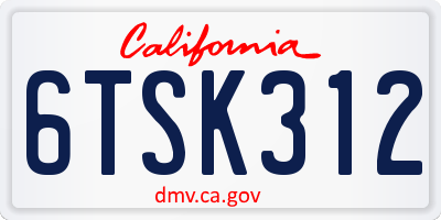CA license plate 6TSK312