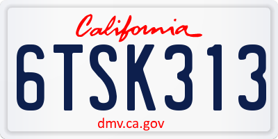 CA license plate 6TSK313